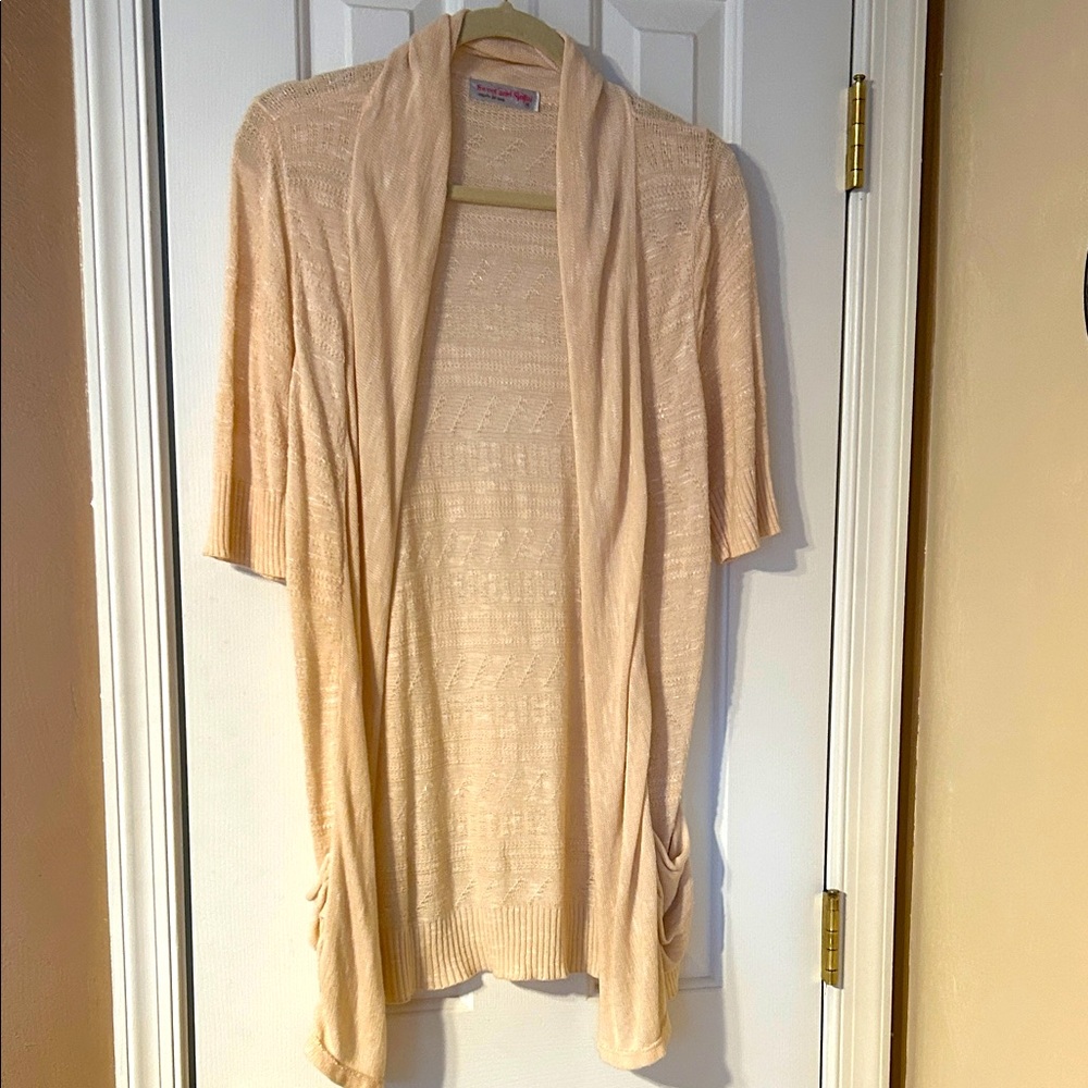 EUC Women's Open Front Sweater/cardigan peach-ish color. boho dream!